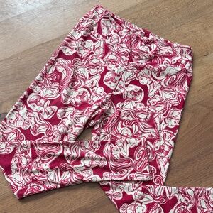 Lularoe Women’s Disney Princess Pink Patterned Stretch Leggings OS LIKE NEW!🌟💗